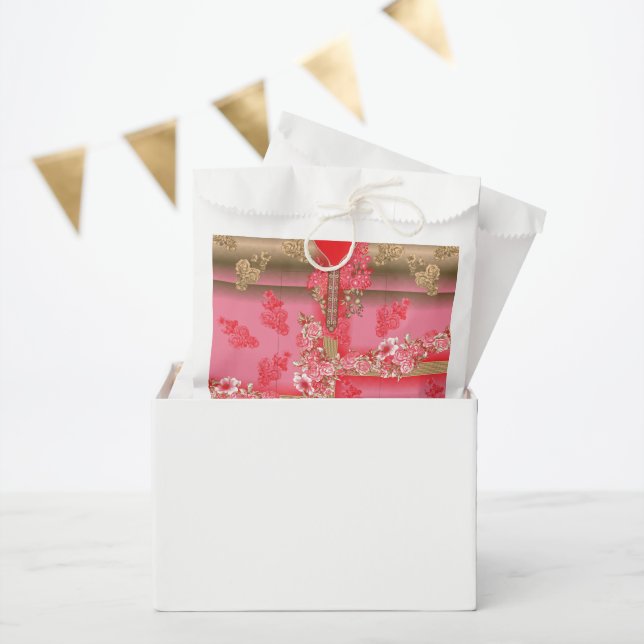 rosa und goldfarbener Hintergrund mit roter Farbe Geschenktütchen (Party)