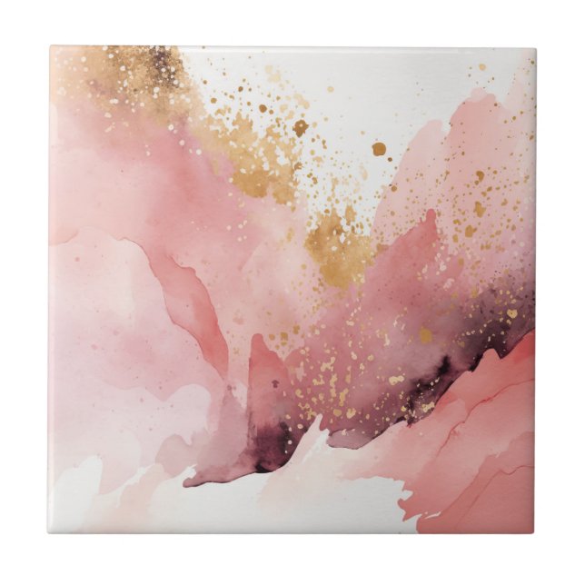 Rosa und goldfarbener Marmor Fliese (Vorderseite)