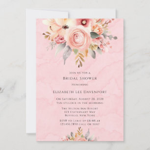 Rosa und goldfarbenes Florals-Brautparty Einladung