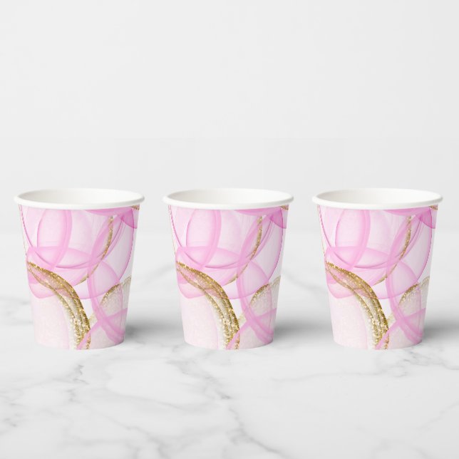 rosa und goldfarbenes Muster Pappbecher (Multi)