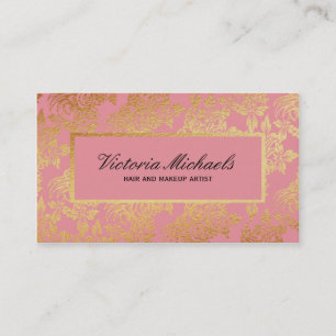 Rosa und Goldfolien-Look Florale Visitenkarten Visitenkarte