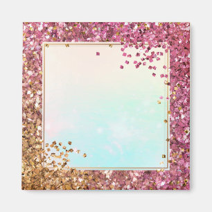 Rosa und goldglänzende Konfetti-Hintergrund Magnet