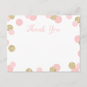 Rosa und GoldGlitzerConfetti danken Ihnen Karten
