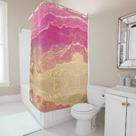 Rosa und Goldmarmor Elegant Duschvorhang