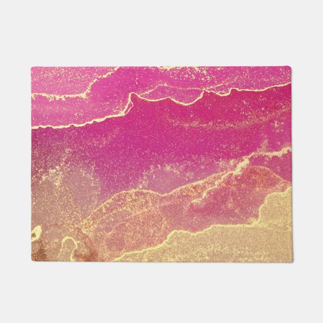 Rosa und Goldmarmor Elegant Fußmatte (Vorderseite)