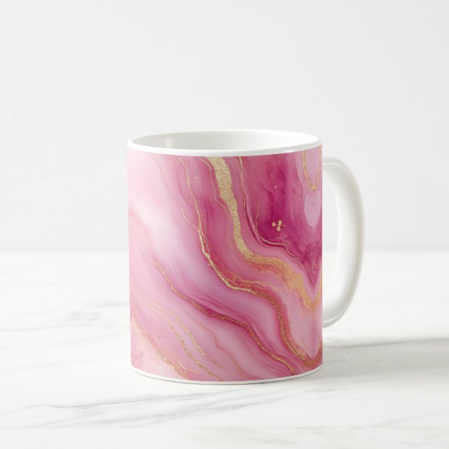 Rosa und Goldmarmor Elegant Kaffeetasse (VorderseiteRechts)