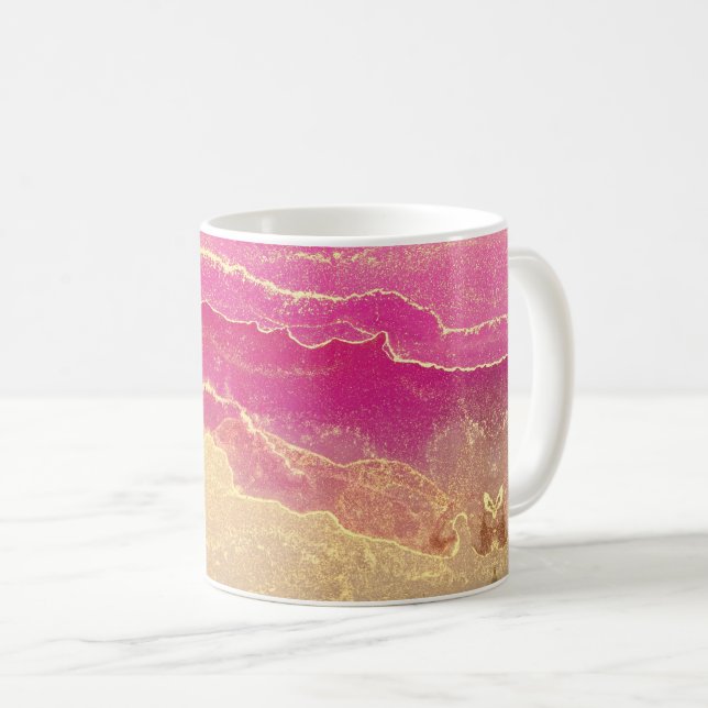 Rosa und Goldmarmor Elegant Kaffeetasse (VorderseiteRechts)