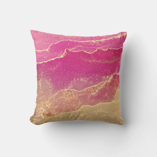 Rosa und Goldmarmor Elegant Kissen (Vorderseite)
