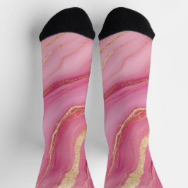 Rosa und Goldmarmor Elegant Socken