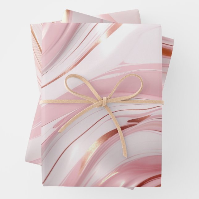 Rosa- und Goldmarmor Geschenkpapier Set (Beispiel)