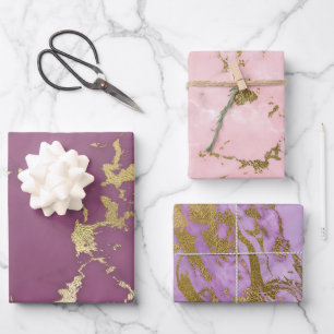 Rosa und Goldmarmor Geschenkpapier Set