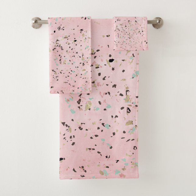 Rosa und Goldmarmor Terrazzo Badhandtuch Set (Insitu)