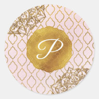 Rosa und goldmarokkanische Glam Monogram Gastgesch