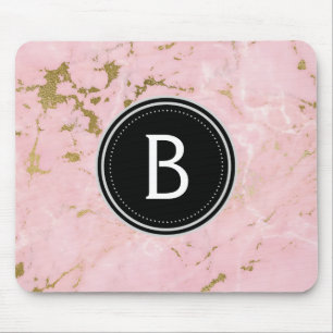 Rosa und Goldmit Monogramm moderne Mousepad