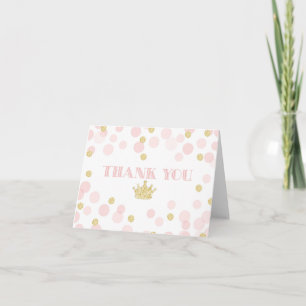 Rosa und Goldprinzessin Confetti Danke Karte