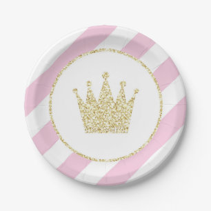 Rosa und Goldprinzessin Crown Party Plates Pappteller