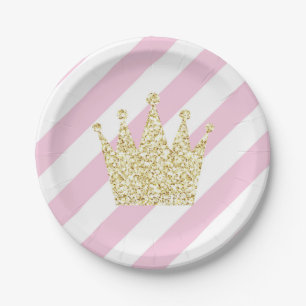 Rosa und Goldprinzessin Crown Party Plates Pappteller