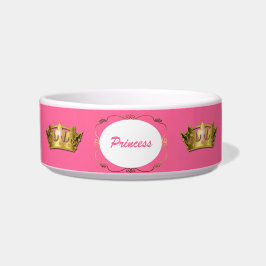 Rosa und Goldprinzessin Crown Pet Dish Napf