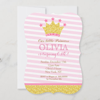 Rosa und Goldprinzessin Einladungen zur Geburtstag
