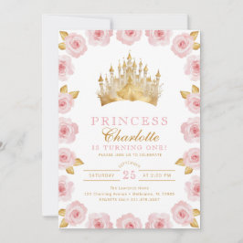 Rosa und Goldprinzessin Rose Geburtstag Einladung