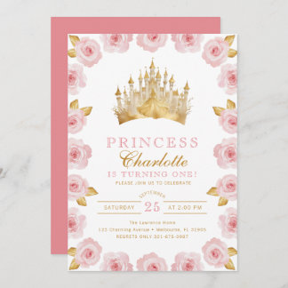 Rosa und Goldprinzessin Rose Geburtstag Einladung