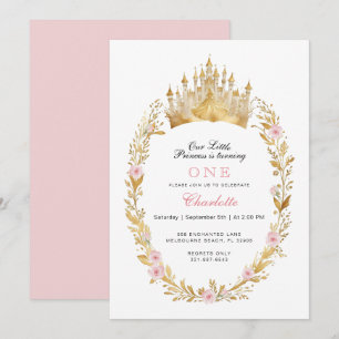 Rosa und Goldprinzessin zum Geburtstag Einladung