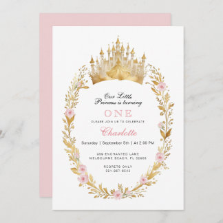 Rosa und Goldprinzessin zum Geburtstag Einladung