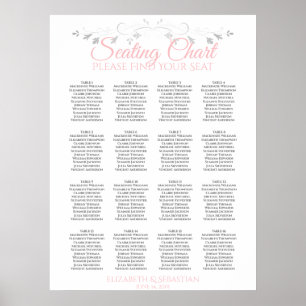 Rosa und Grau 16 Tabelle Hochzeitsdiagramm Poster