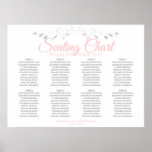 Rosa und Grau 8 Tabelle Hochzeitstabelle Poster