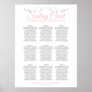 Rosa und Grau 9 Tabelle Hochzeitstabelle Poster