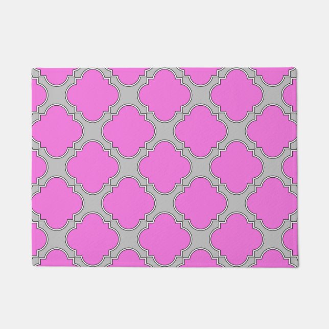 Rosa und grau aus Quatrefolie Fußmatte (Vorderseite)