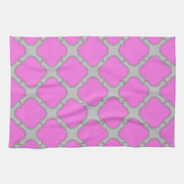 Rosa und grau aus Quatrefolie Handtuch (Horizontal)