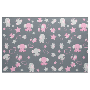 Rosa und Grau Baby Elefant Musterdruck Stoff