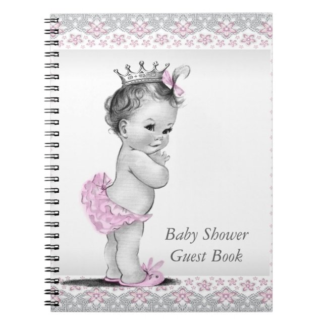 Rosa und Grau Baby Shower Gästebuch Notizblock (Vorderseite)