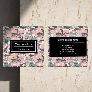 Rosa und Grau Camo, Tarnung, Militär, Armee Quadratische Visitenkarte