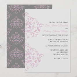Rosa und grau Elegante Damaske Einladung