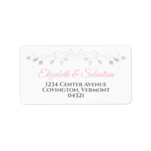 Rosa und grau-elegante Hochzeitadresse Adressaufkleber