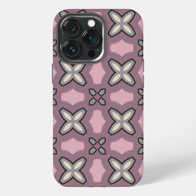 Rosa und Grau Musterdesign  iPhone Hülle (Hinten)