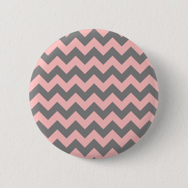 Rosa und Grau Zickzack Button (Vorderseite)