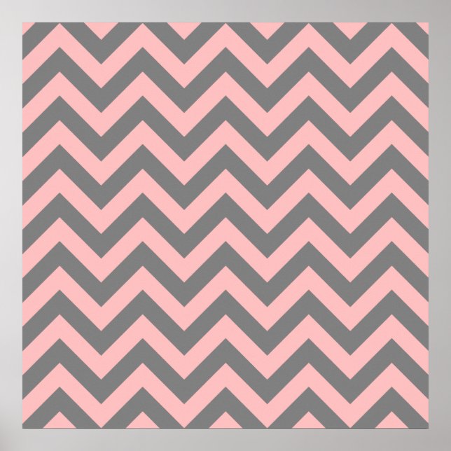 Rosa und Grau Zigzag Poster (Vorne)