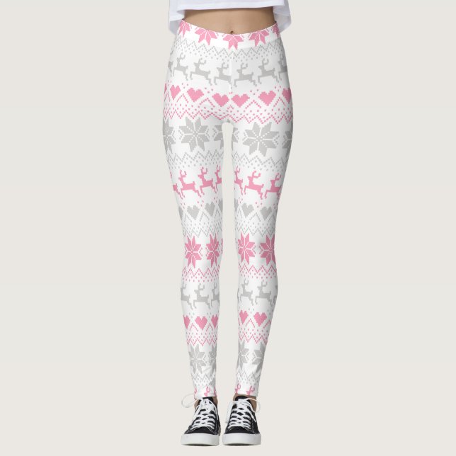 Rosa und graue angemessene Insel Leggings (Vorderseite)