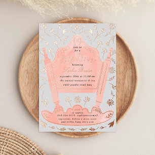 Rosa und graue antike Wiege Baby Shower Rose Gold Folieneinladung