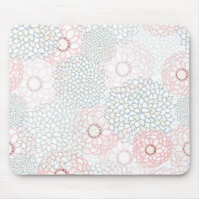 Rosa und graue Blume Burst Design Mousepad (Vorne)