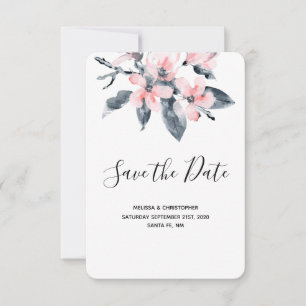 Rosa und graue Blume Hochzeit mit klassischer Wass Save The Date