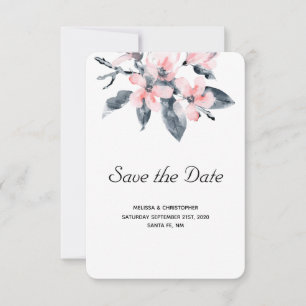 Rosa und graue Blume Hochzeit mit klassischer Wass Save The Date