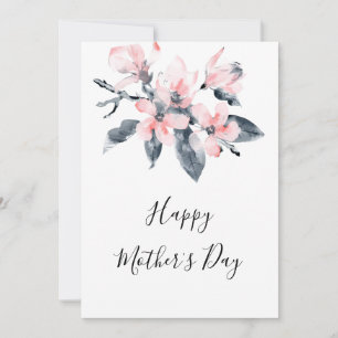 Rosa und graue Blume Unterwasserfarben Muttertag Feiertagskarte