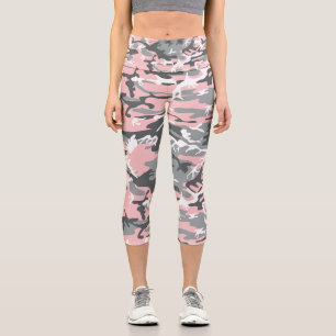 Rosa und graue Camouflage, Militär, Armee Capri Leggings