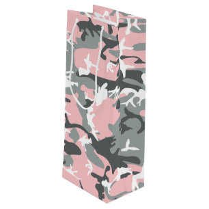 Rosa und graue Camouflage, Militär, Armee Geschenktüte Für Weinflaschen