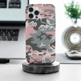 Rosa und graue Camouflage, Militär, Armee iPhone 15 Pro Max Hülle