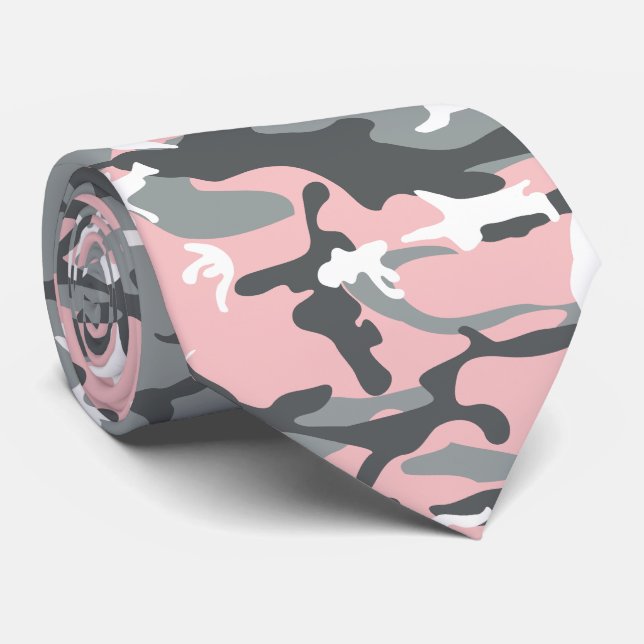 Rosa und graue Camouflage, Militär, Armee Krawatte (Gerollt)